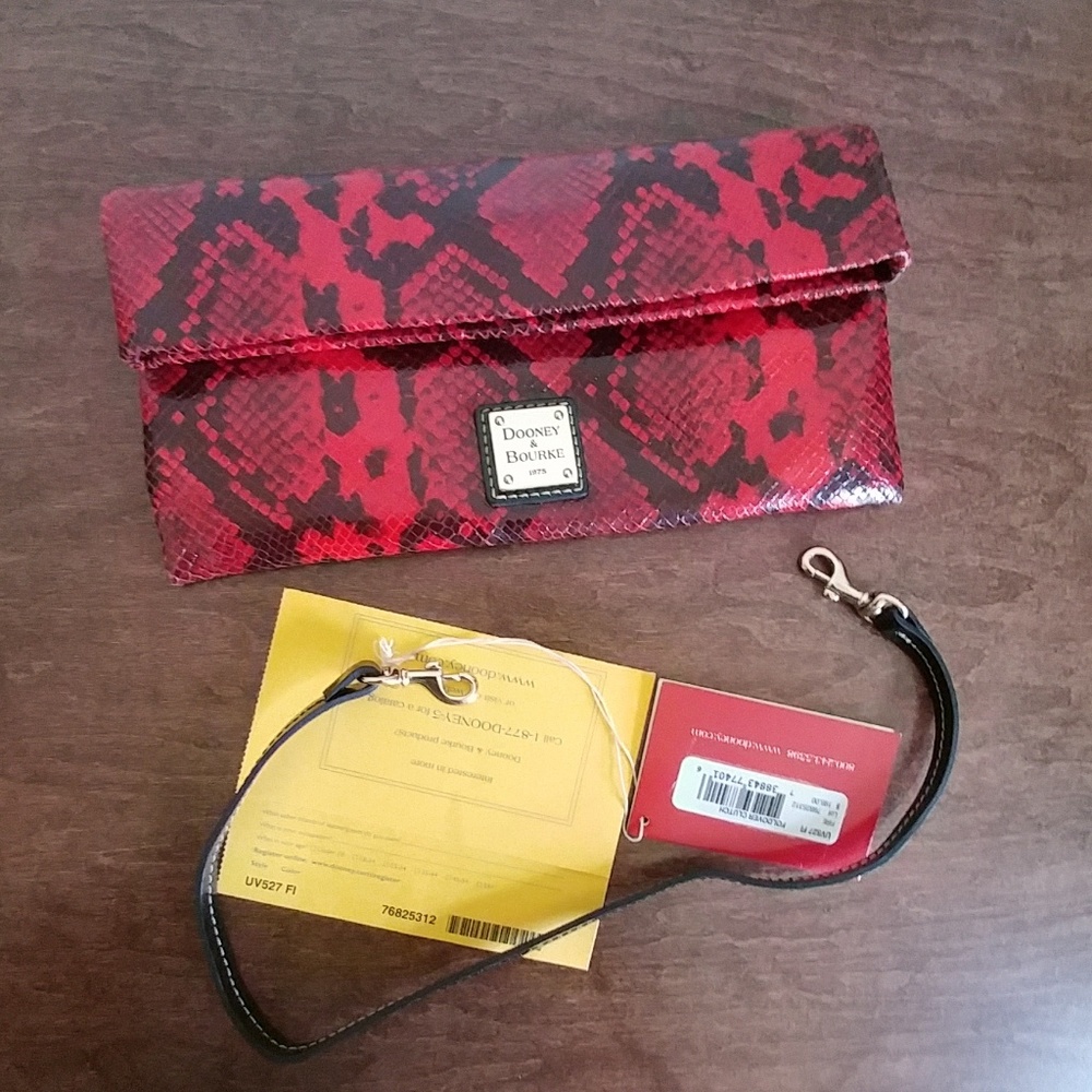 Dooney & Bourke foldover clutch fire red & black - Picture 7 of 8